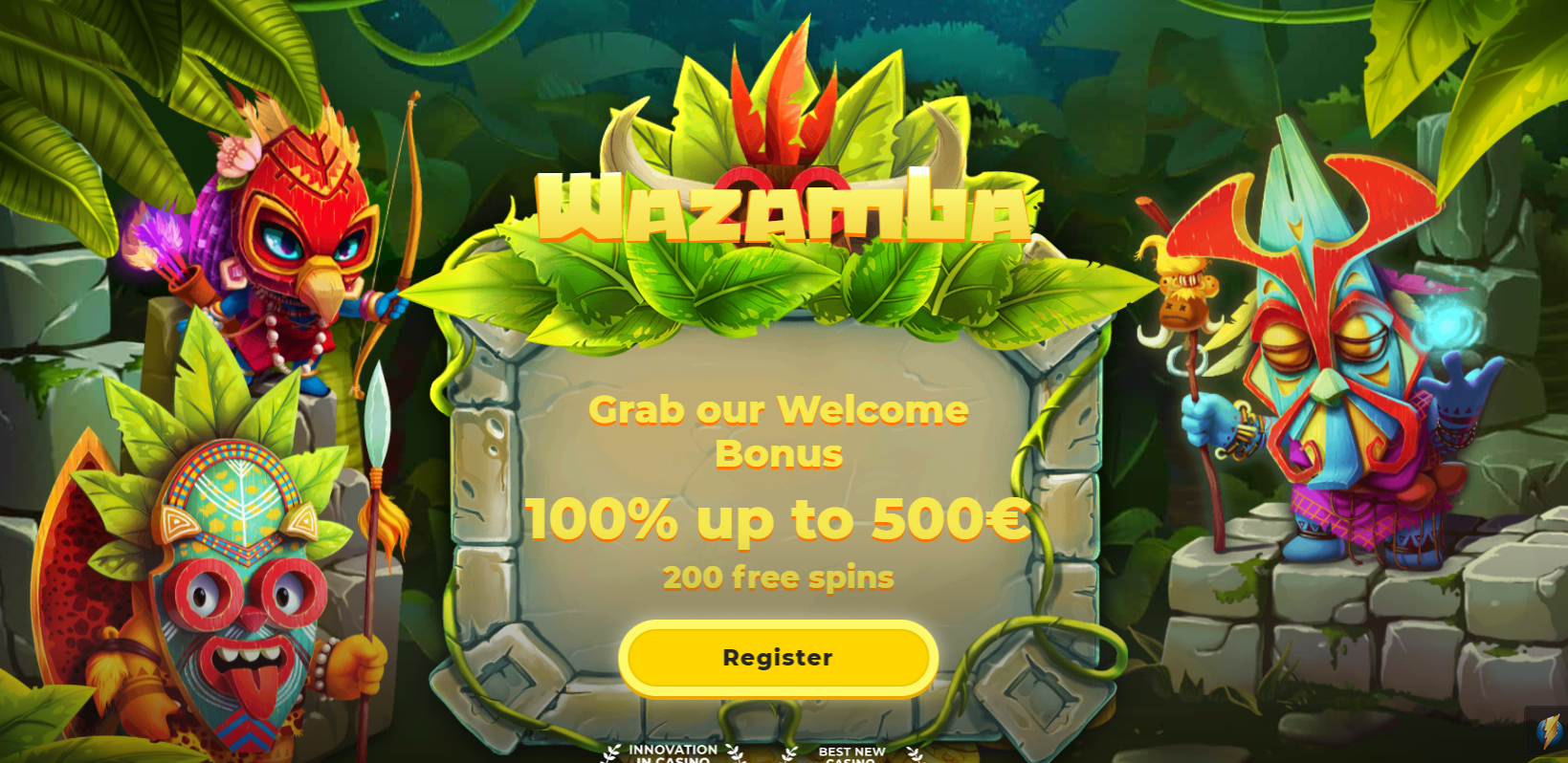 Screenshot of the official website of Wazamba Casino