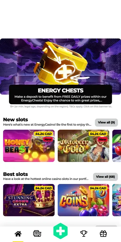 Energy Casino on a phone