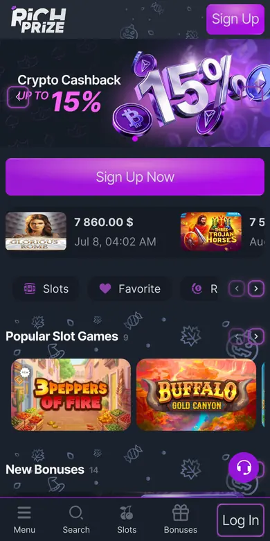 RichPrize (Rich Prize Casino) mobile lobby