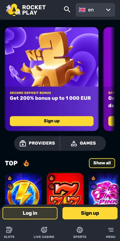 RocketPlay on a phone
