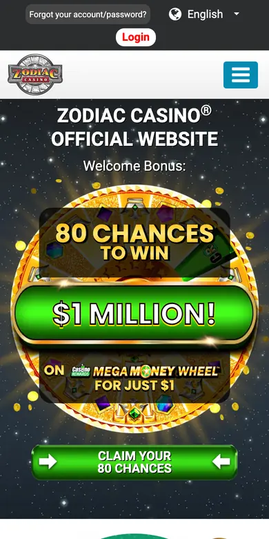 Zodiac Casino mobile lobby